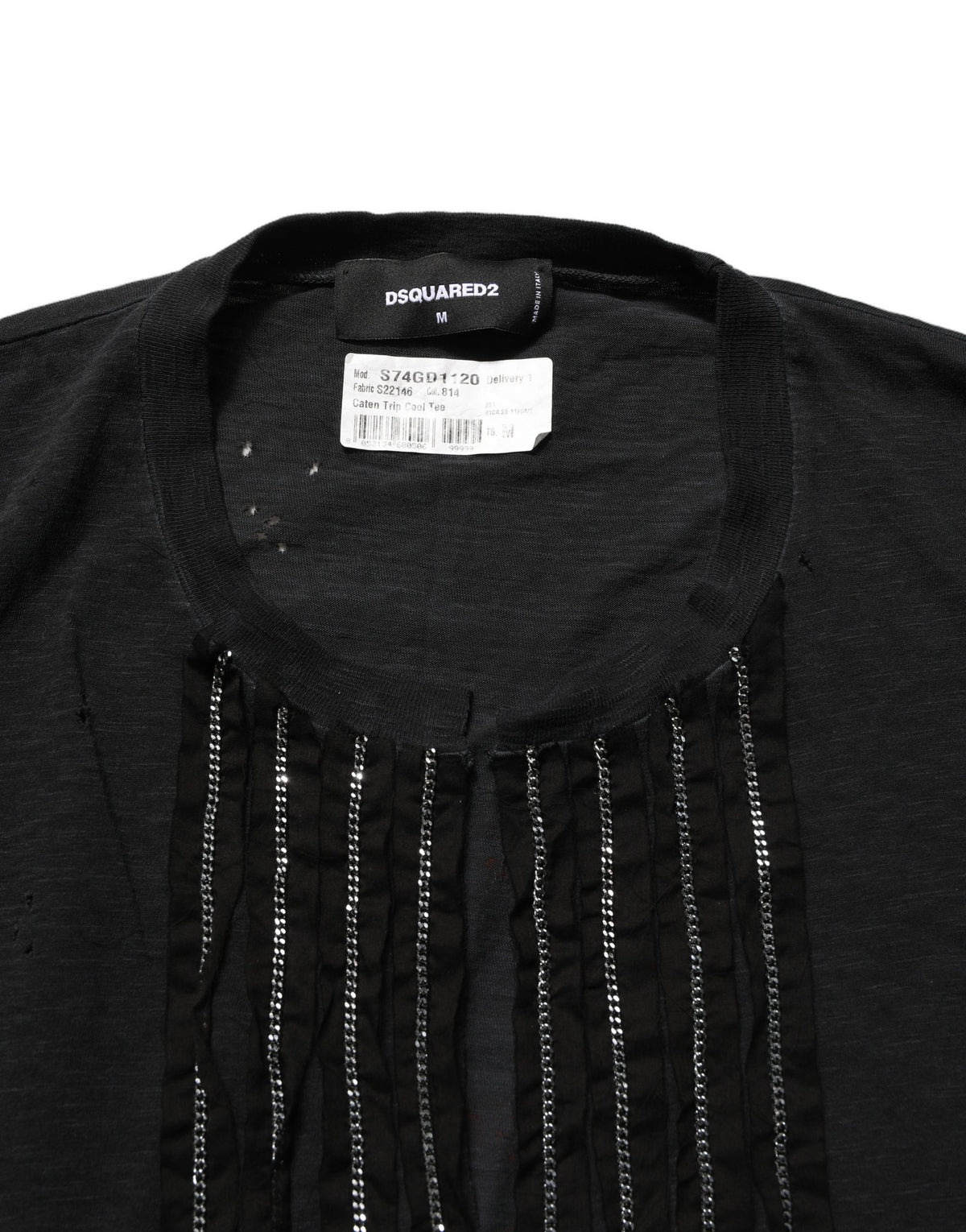 Dsquared² Black Chain Embellished Cotton Short Sleeve T-shirt