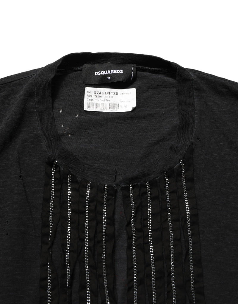 Dsquared² Black Chain Embellished Cotton Short Sleeve T-shirt