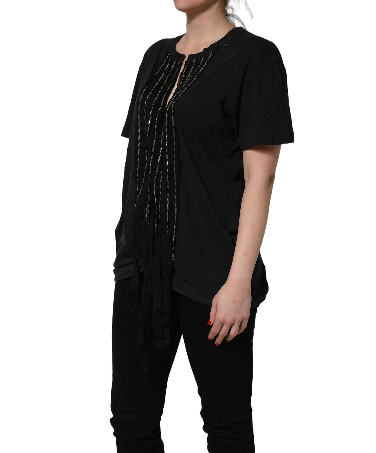 Dsquared² Black Chain Embellished Cotton Short Sleeve T-shirt
