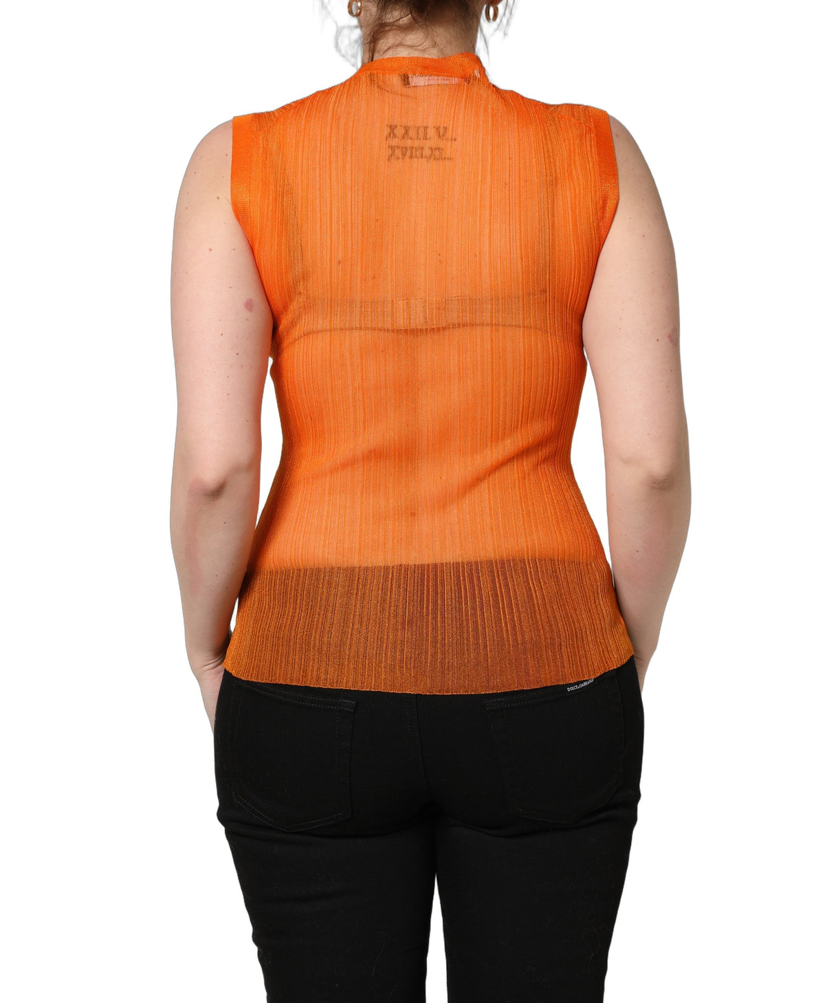 Dolce & Gabbana Orange See Through Crew Neck Tank Top