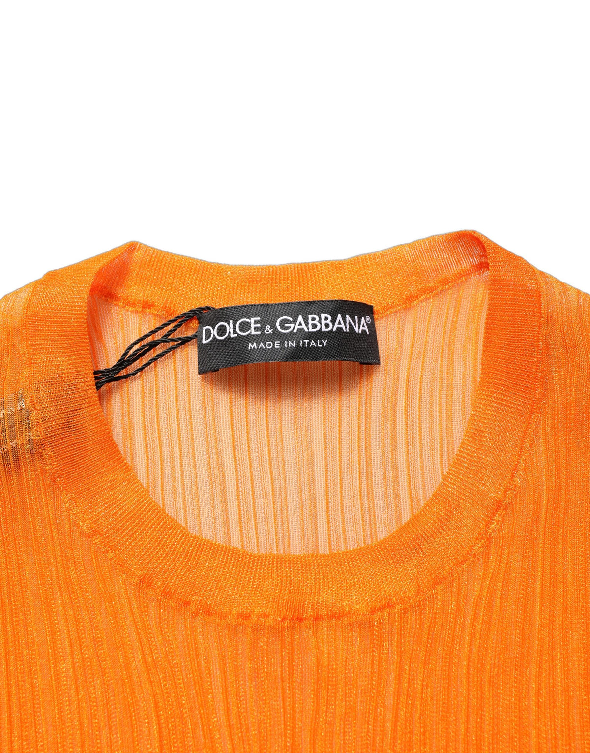 Dolce & Gabbana Orange See Through Crew Neck Tank Top