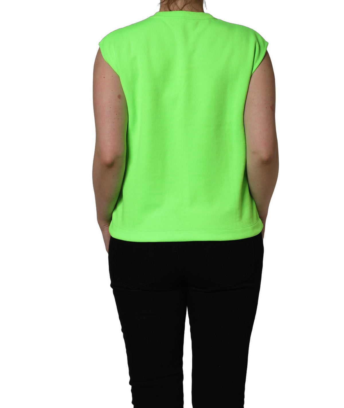 Dolce & Gabbana Neon Green DG Sequined Sleeveless Jersey Top