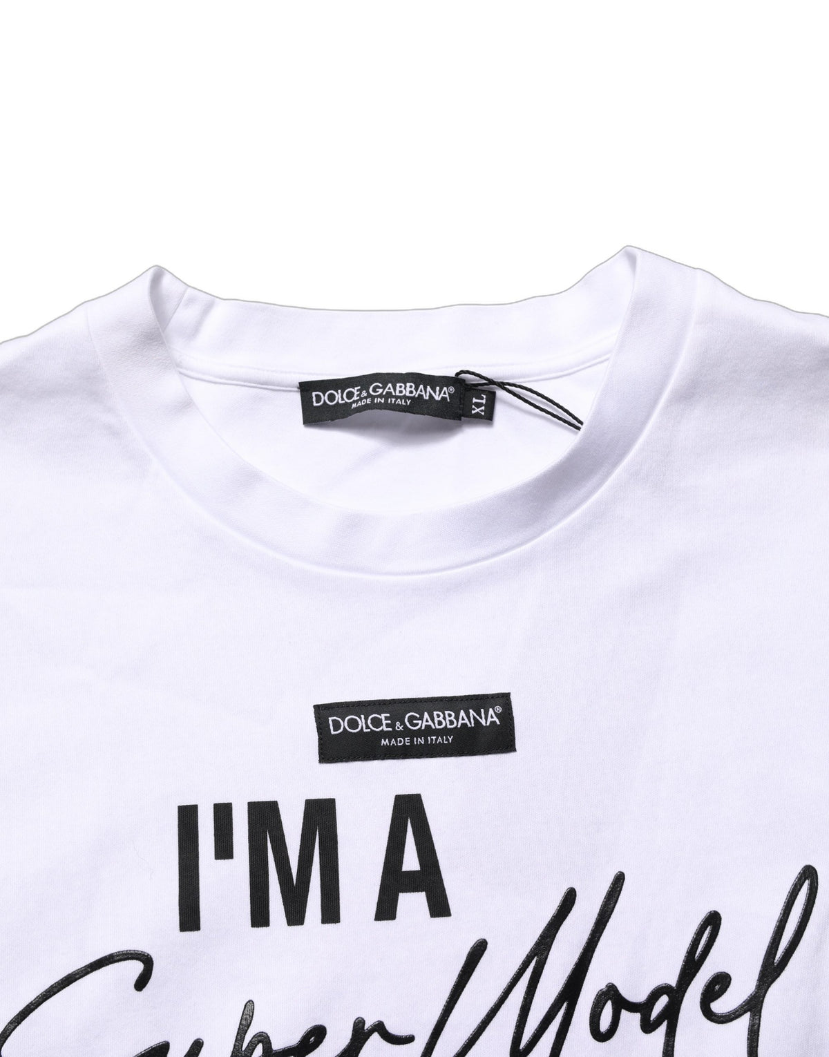 Dolce & Gabbana White I'm A Super Model Fan Print Jersey T-shirt