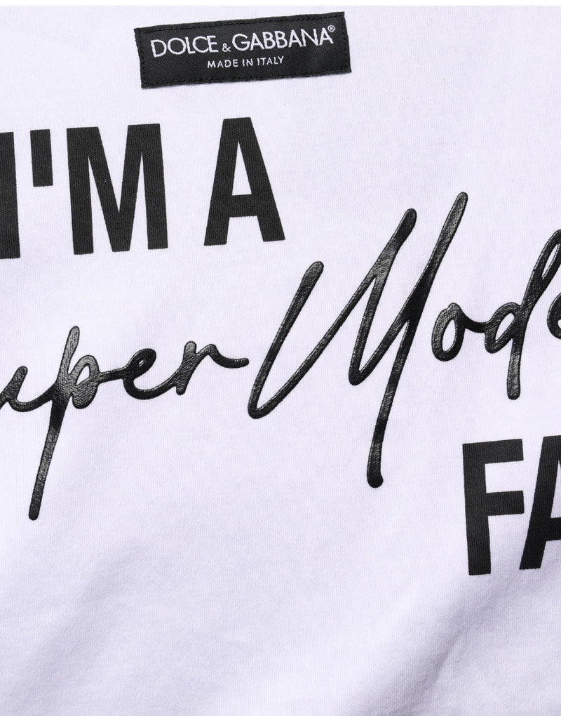 Dolce & Gabbana White I'm A Super Model Fan Print Jersey T-shirt