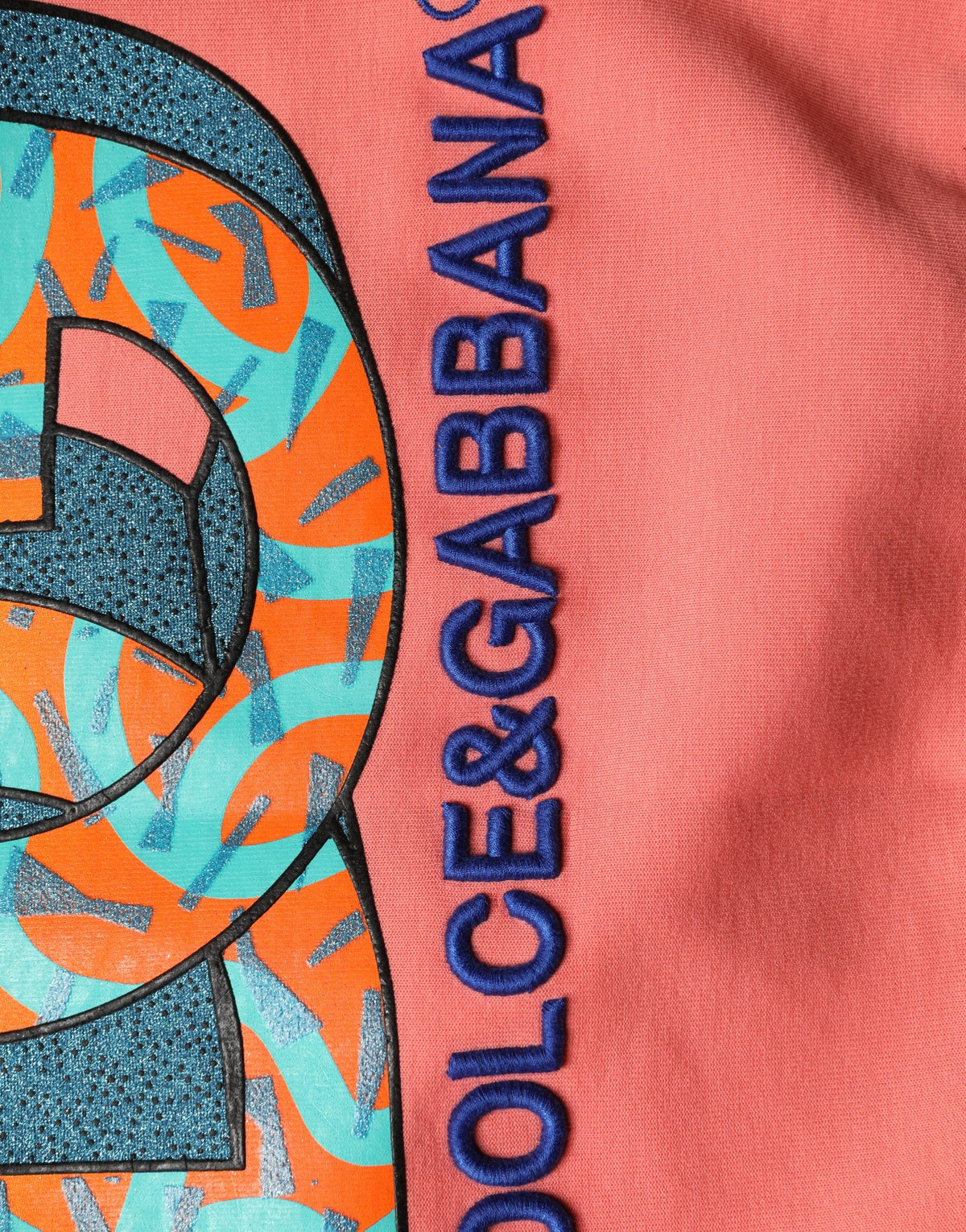 Dolce & Gabbana Pink Graphic Crew Neck Cropped Sweatshirt