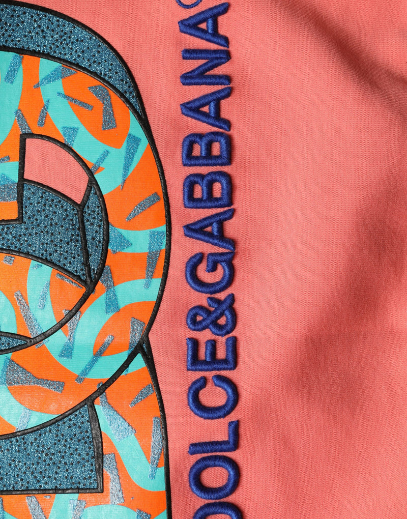 Dolce & Gabbana Pink Graphic Crew Neck Cropped Sweatshirt