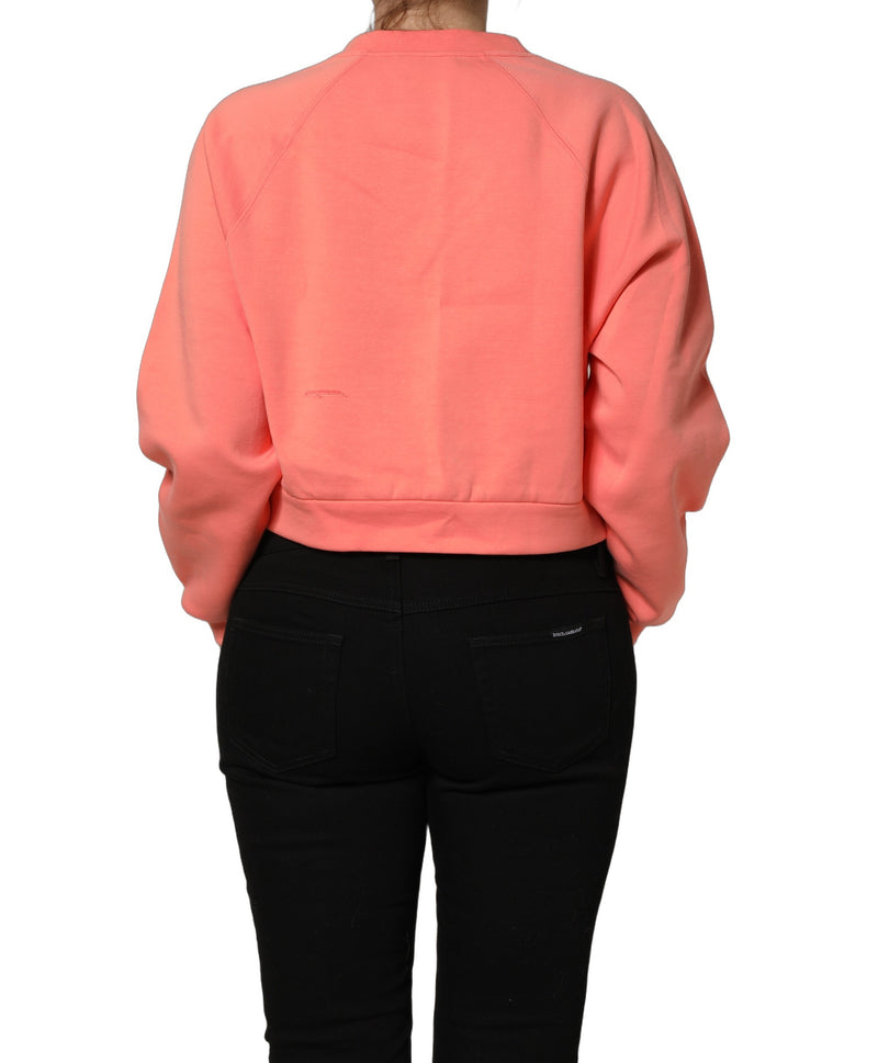 Dolce & Gabbana Pink Graphic Crew Neck Cropped Sweatshirt