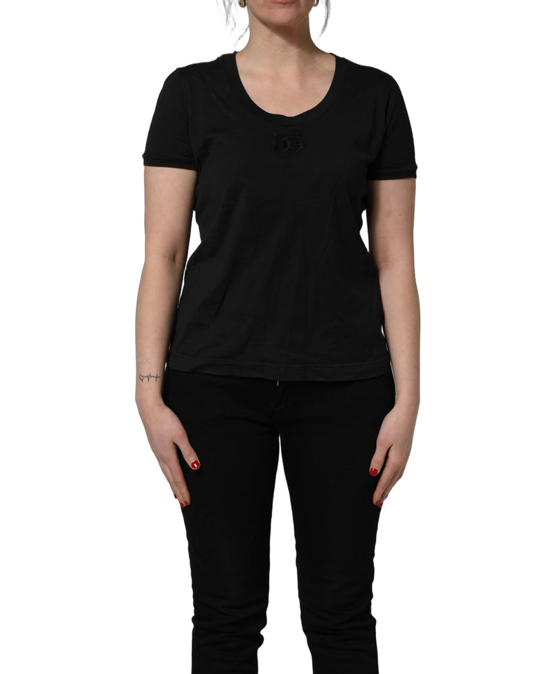 Dolce & Gabbana Black Cotton Short-Sleeve Crew Neck T-shirt