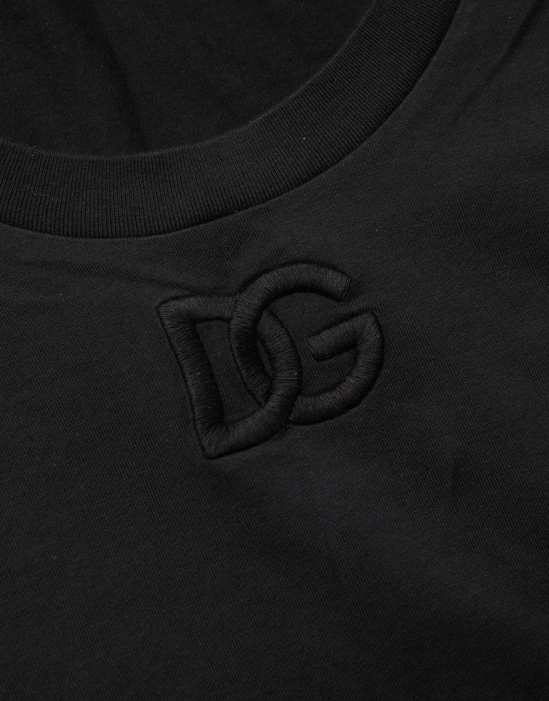 Dolce & Gabbana Black Cotton Short-Sleeve Crew Neck T-shirt