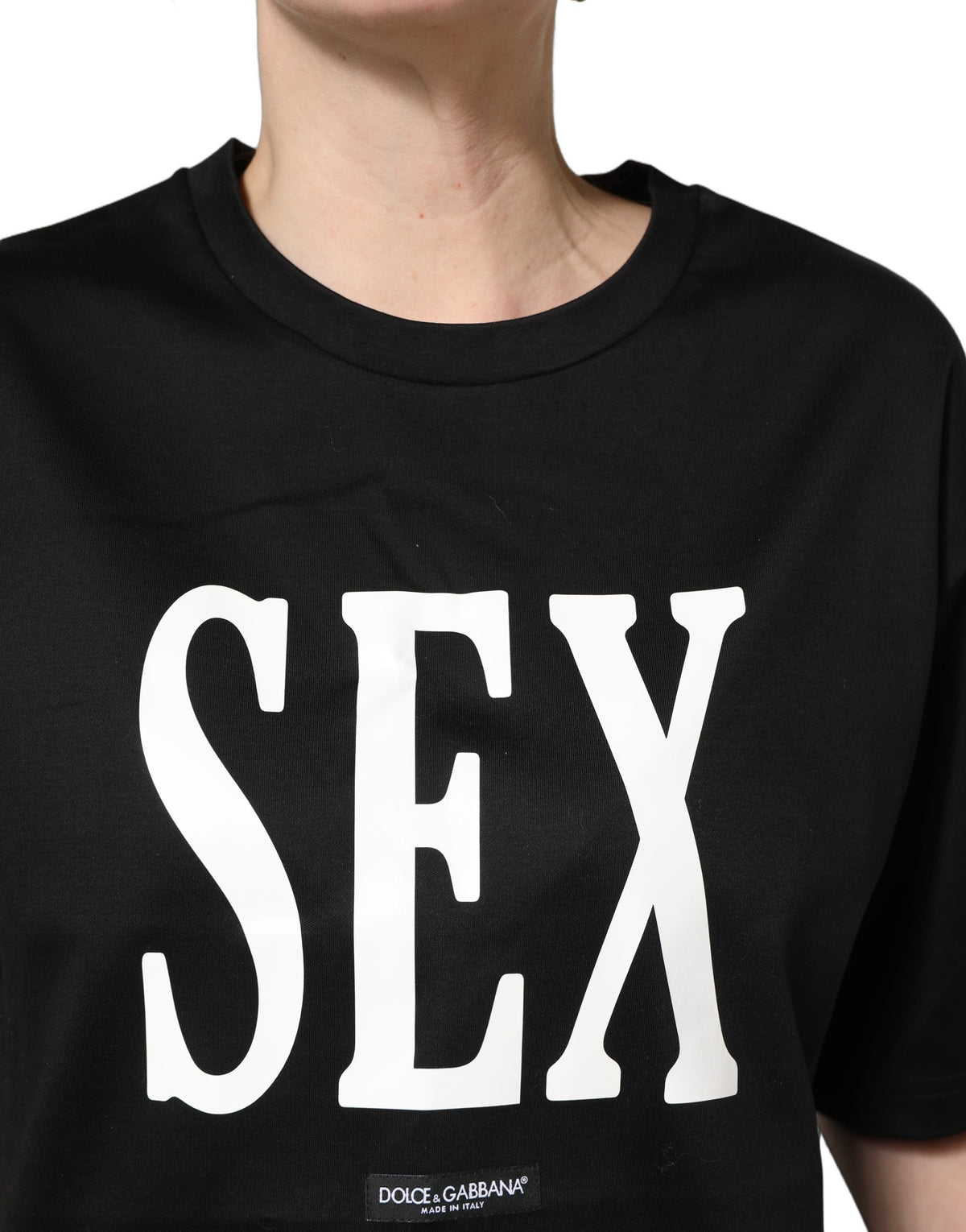 Dolce & Gabbana Black Jersey Graphic Short Sleeve T-shirt