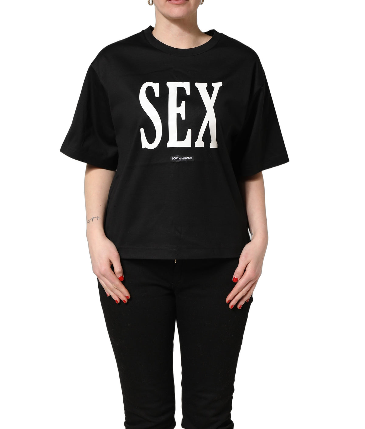 Dolce & Gabbana Black Jersey Graphic Short Sleeve T-shirt