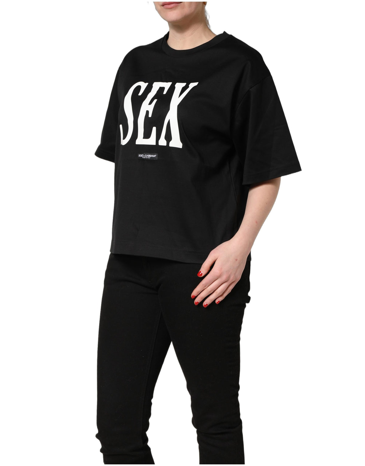Dolce & Gabbana Black Jersey Graphic Short Sleeve T-shirt