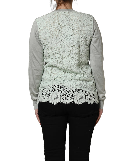 Dolce & Gabbana Green Button Down Silk Long Sleeve Cardigan