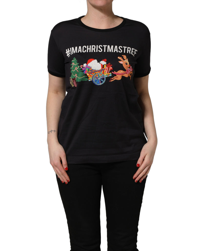 Dolce & Gabbana Black #IAMACHRISTMASTREE Print Cotton T-shirt