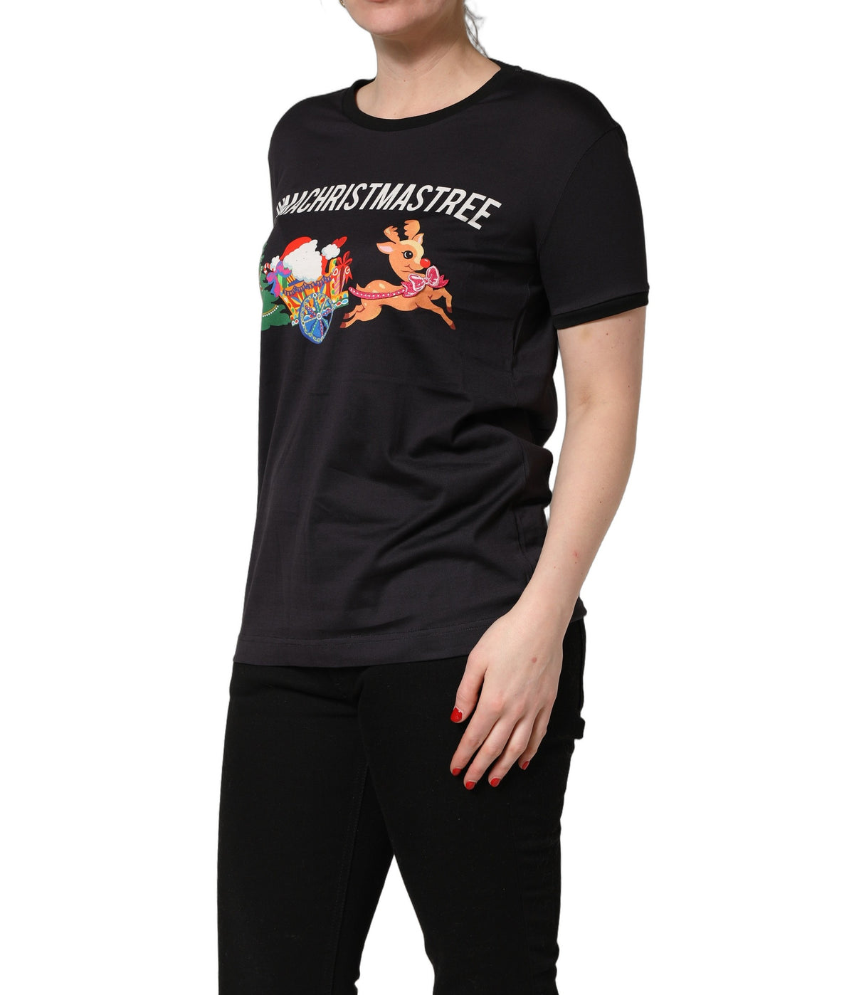 Dolce & Gabbana Black #IAMACHRISTMASTREE Print T-shirt