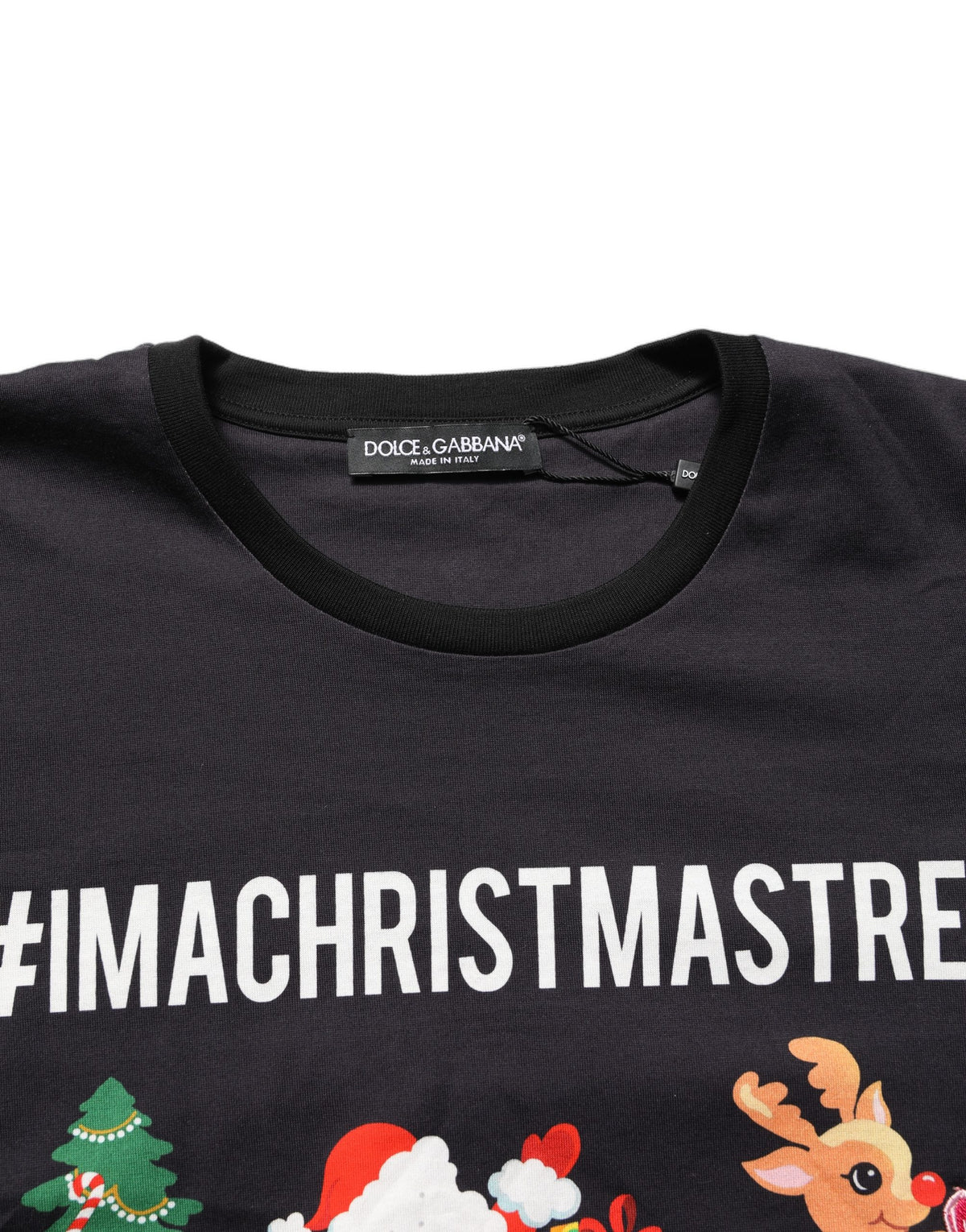 Dolce & Gabbana Black #IAMACHRISTMASTREE Print T-shirt