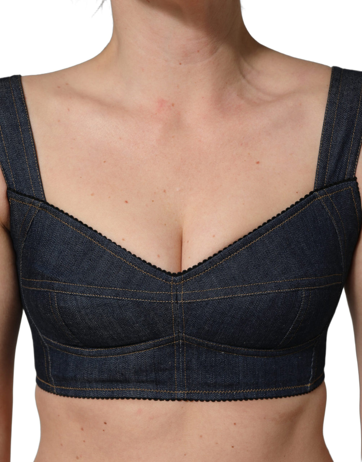 Dolce & Gabbana Black Denim Corset Bralette Top