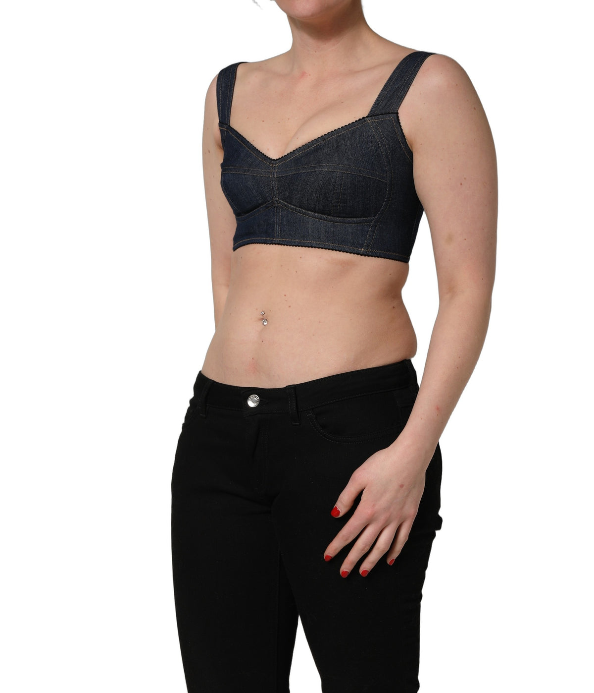 Dolce & Gabbana Black Denim Corset Bralette Top