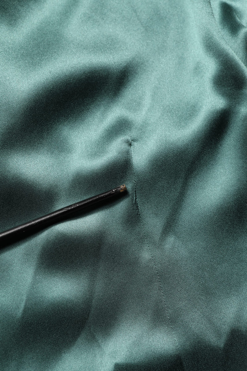 Dolce & Gabbana Dark Green Silk Satin Blouse with Neck Tie