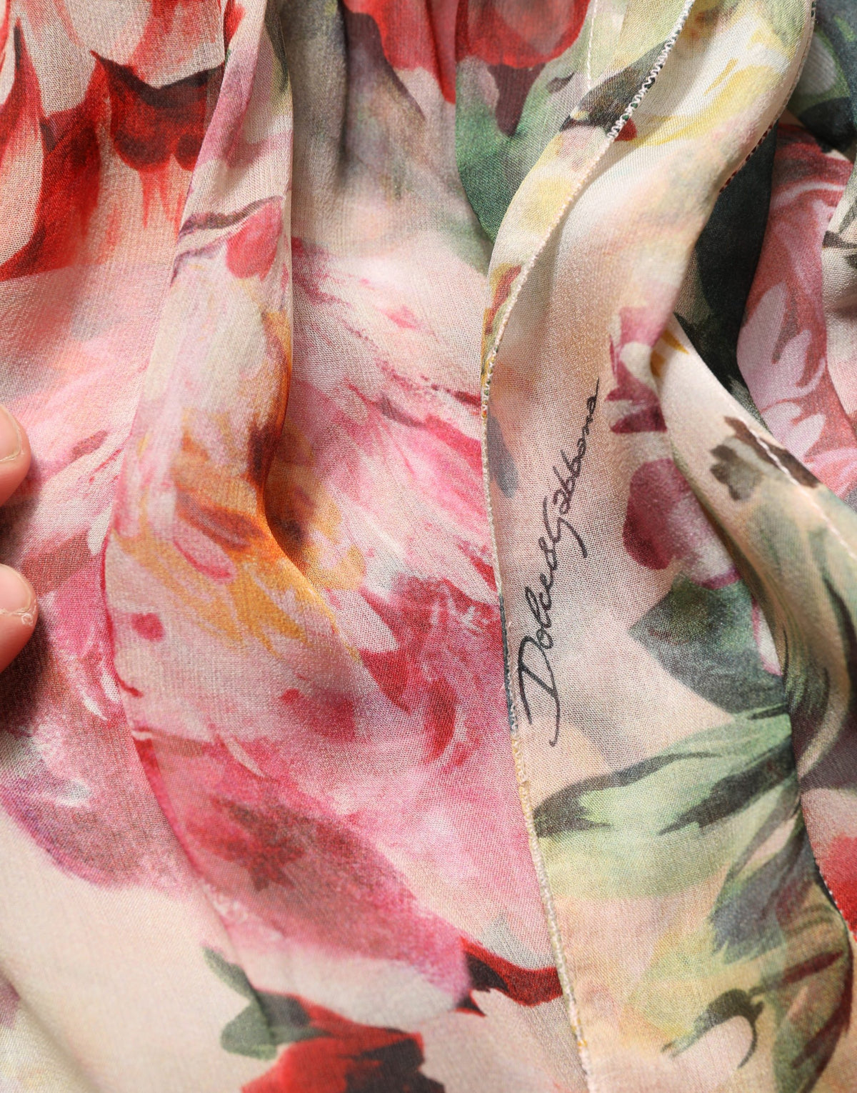 Dolce & Gabbana Multicolor Floral Tie-Neck Silk Chiffon Blouse