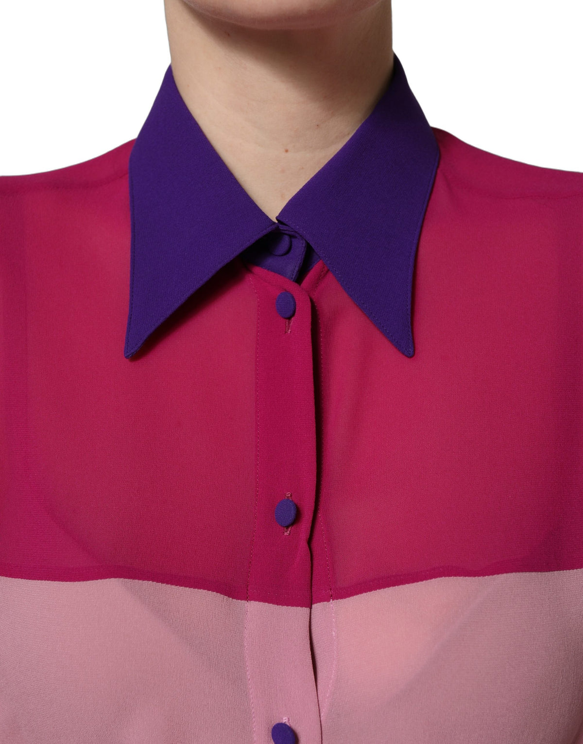 Dolce & Gabbana Multicolor Silk Patchwork Long Sleeve Blouse