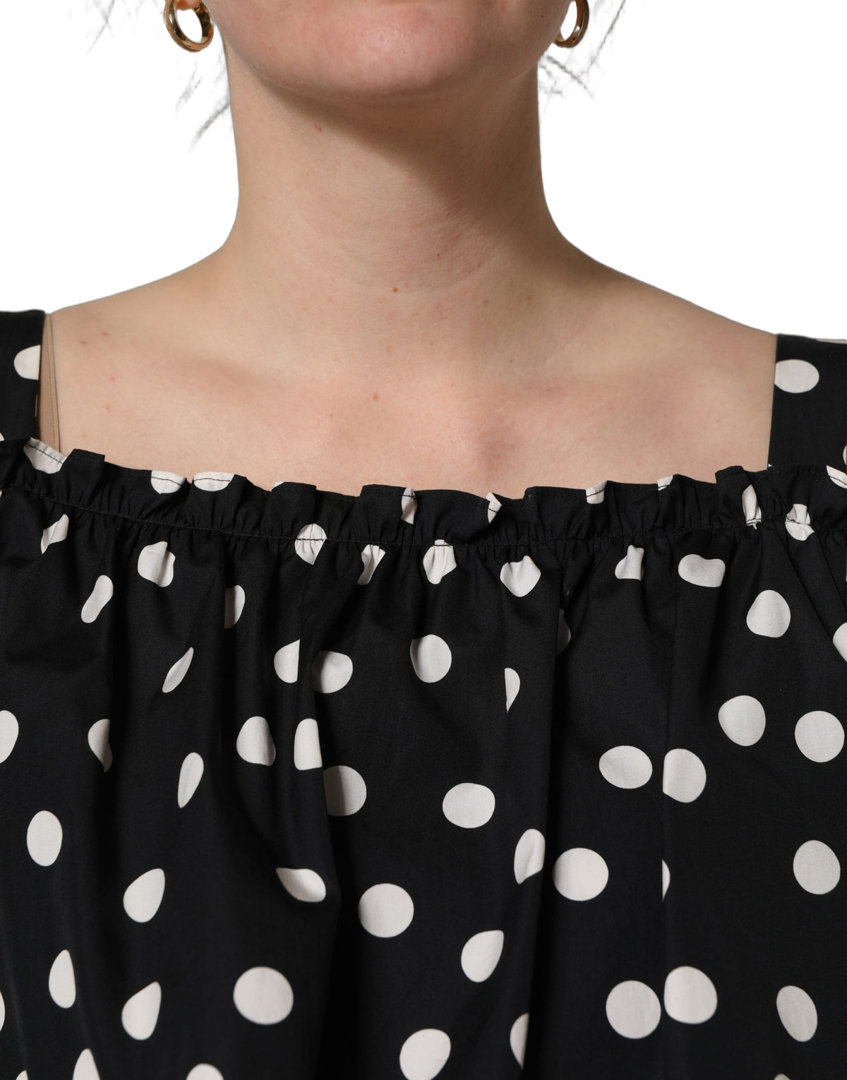 Dolce & Gabbana Off Shoulder Top with Black White Polka Dots
