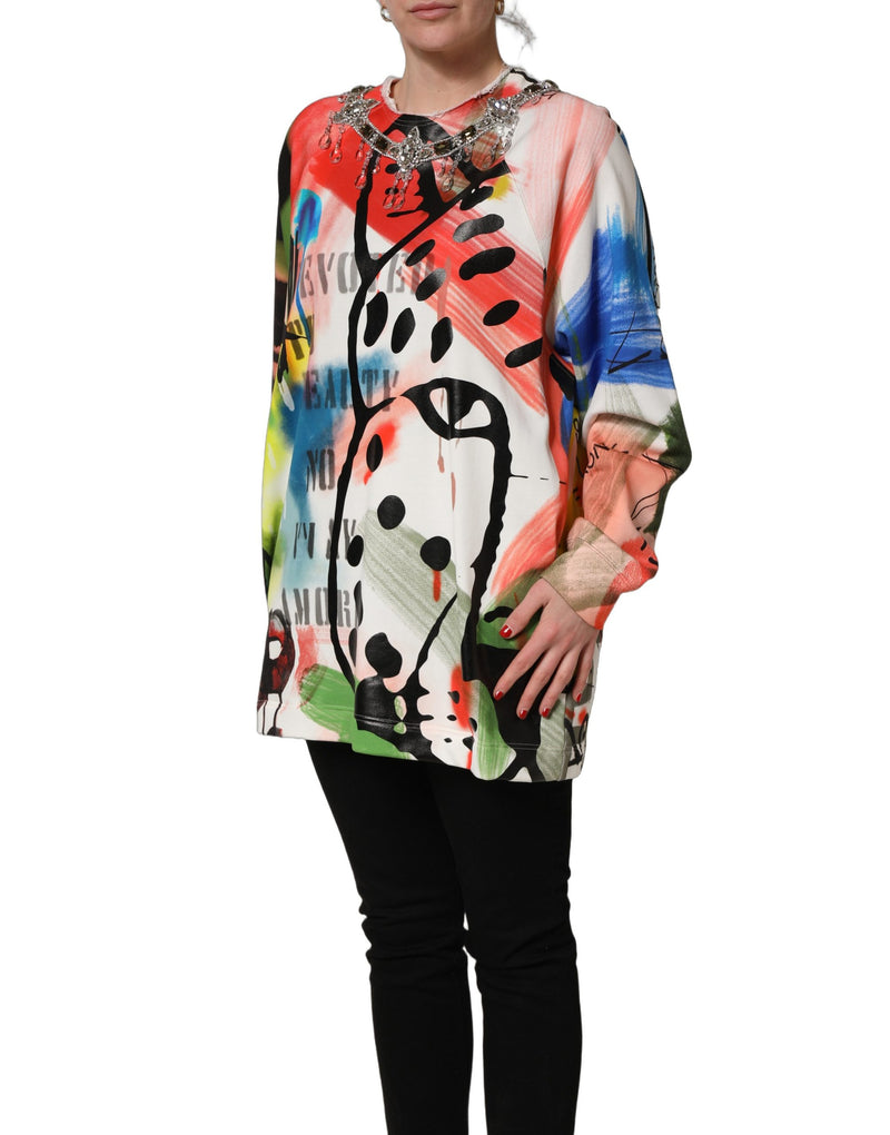 Dolce & Gabbana Multicolor Embellished Graffiti Sweatshirt