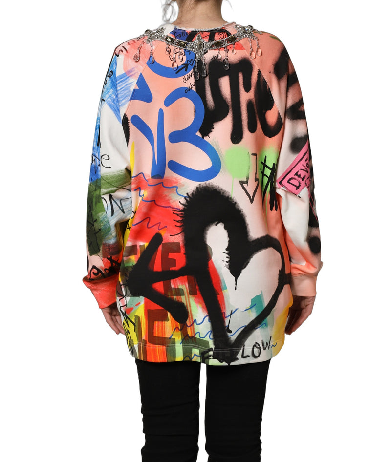 Dolce & Gabbana Multicolor Embellished Graffiti Sweatshirt