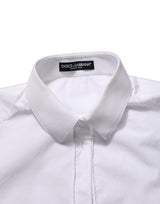 Dolce & Gabbana White Cotton Long Sleeve Button-Up Shirt