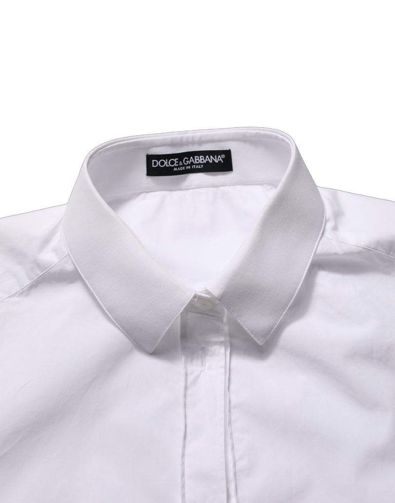 Dolce & Gabbana White Cotton Long Sleeve Button-Up Shirt