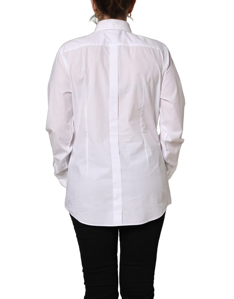 Dolce & Gabbana White Cotton Long Sleeve Button-Up Shirt