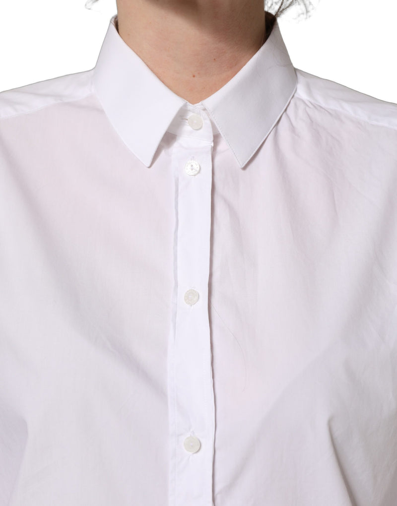 Dolce & Gabbana White Cotton Long Sleeve Button-Up Shirt