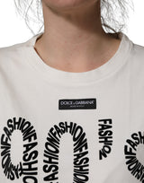 Dolce & Gabbana White Cotton Graphic Sleeveless Tank Top