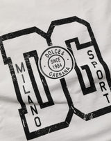 Dolce & Gabbana White Cotton DG Logo Print Cropped Jersey Top