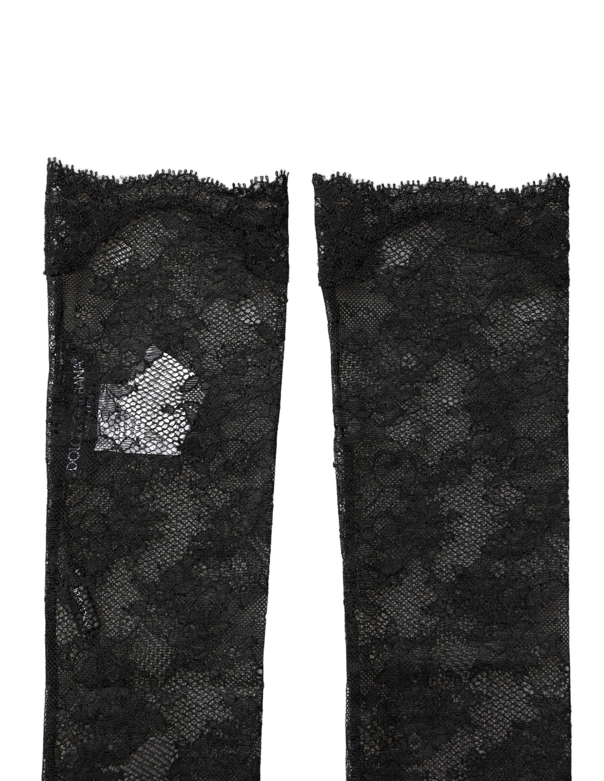 Dolce & Gabbana Black Floral Lace Nylon Stretch Knee Socks