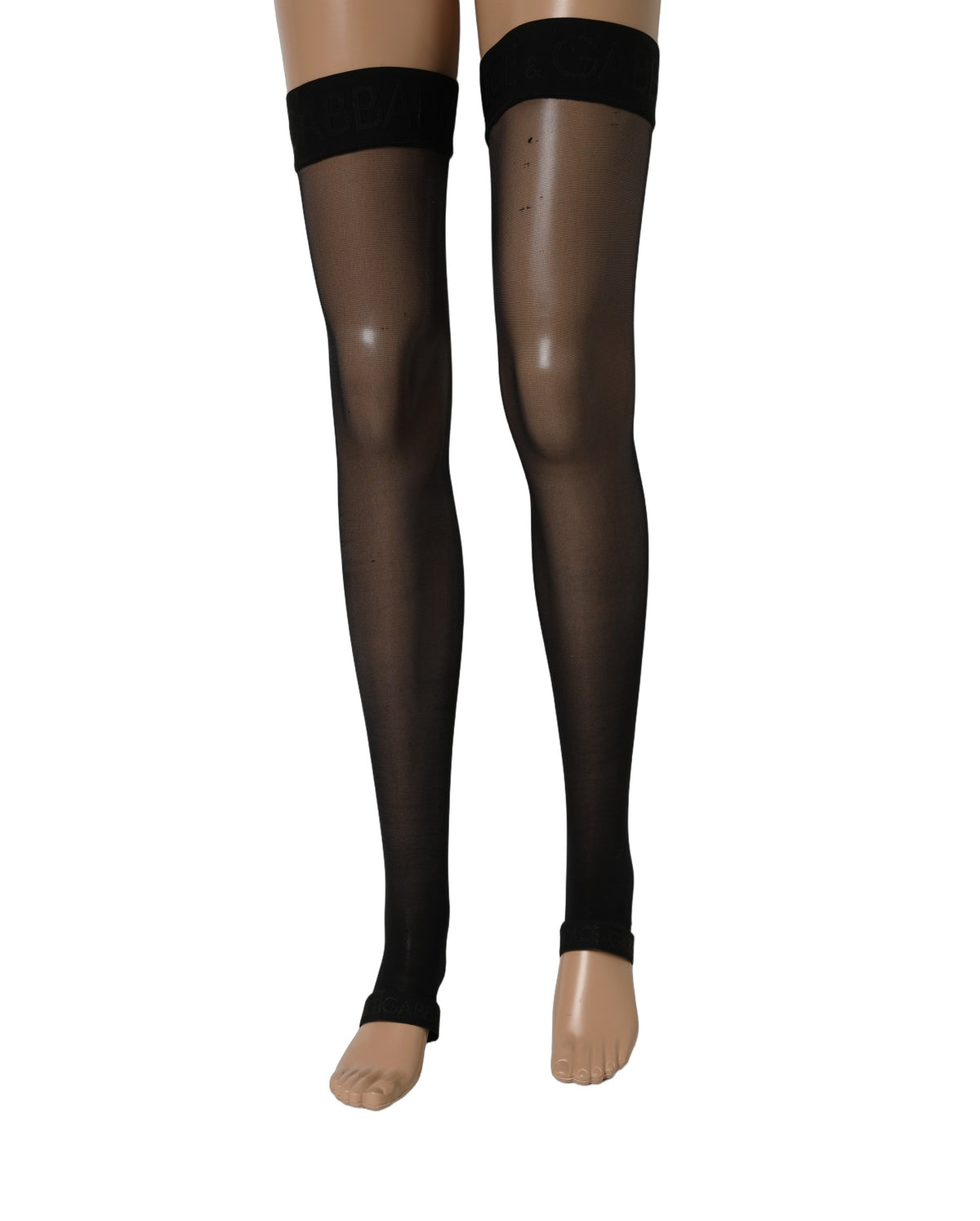 Dolce & Gabbana Black Sheer Nylon Thigh High Stockings