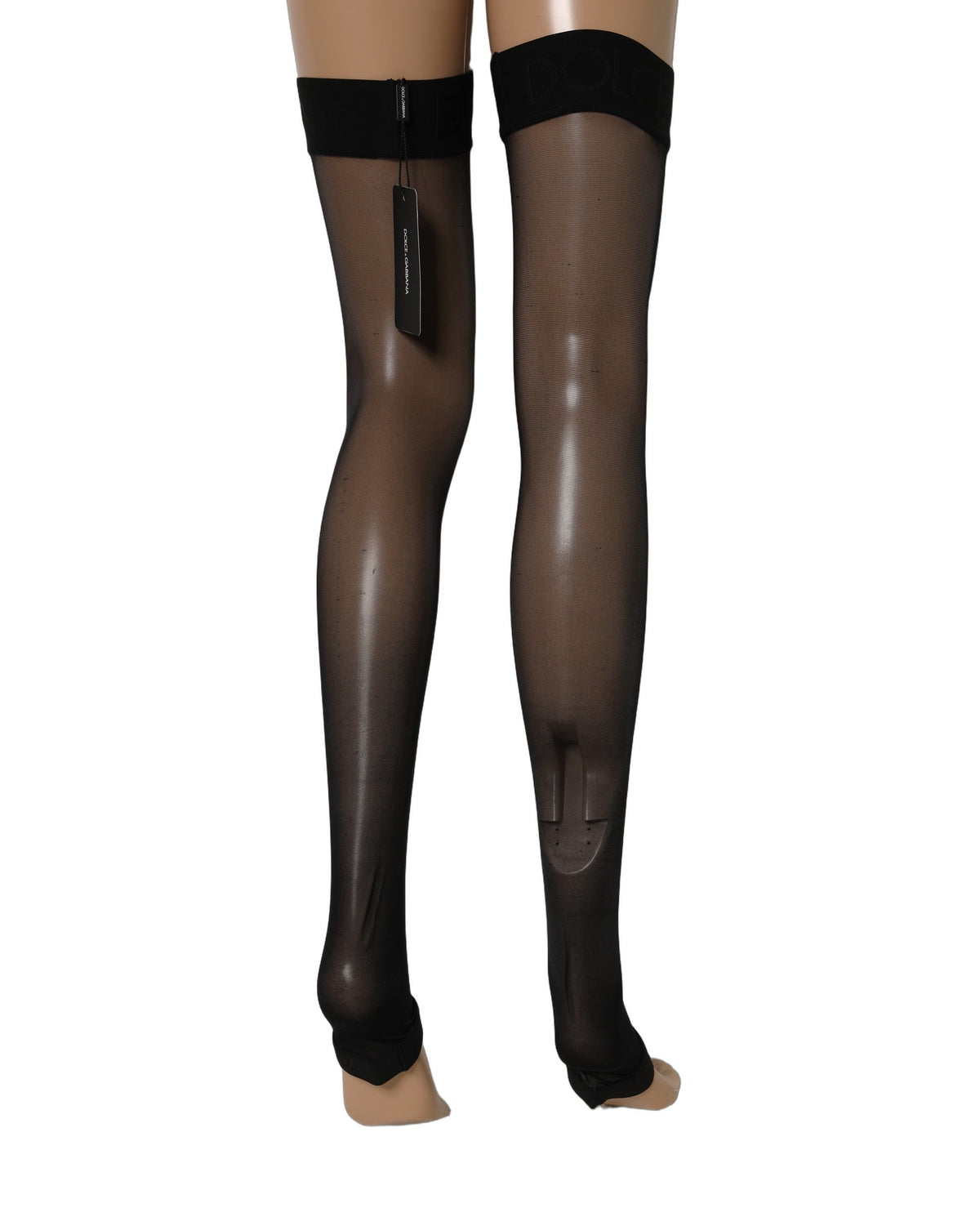 Dolce & Gabbana Black Sheer Nylon Thigh High Stockings
