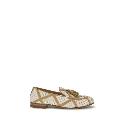 Fratelli Rossetti Beige Linen Slip-On Loafers for Women