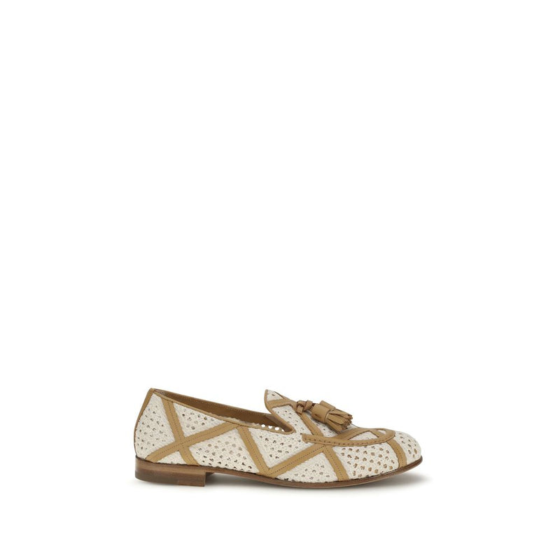 Fratelli Rossetti Beige Linen Slip-On Loafers for Women