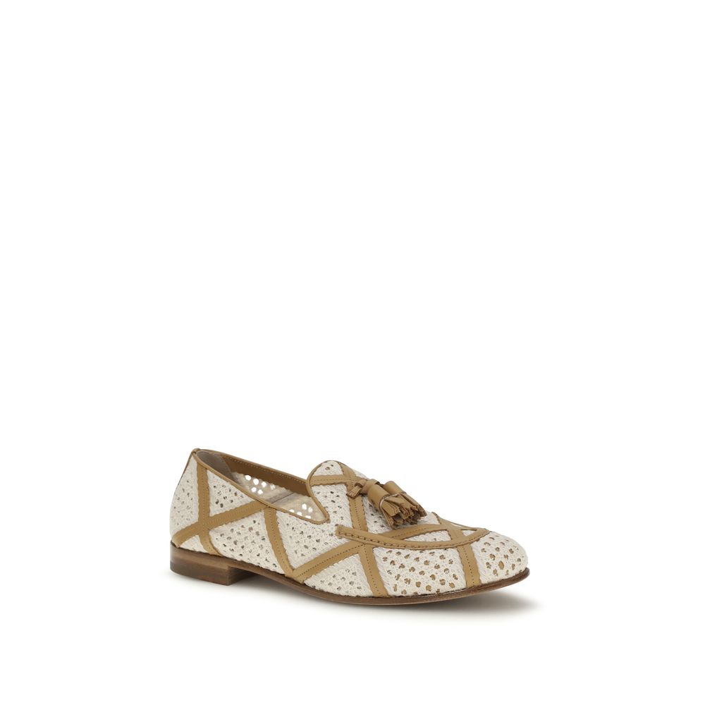 Fratelli Rossetti Beige Linen Slip-On Loafers for Women