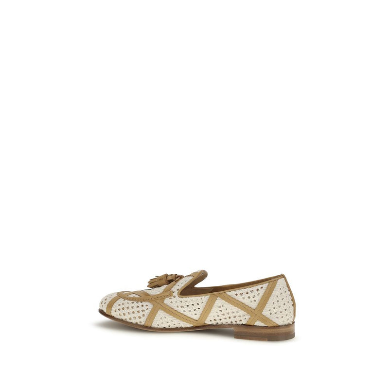 Fratelli Rossetti Beige Linen Slip-On Loafers for Women