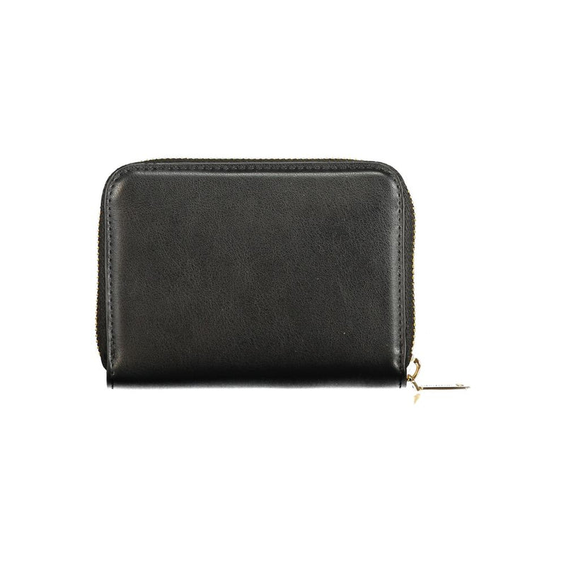 Mario Valentino Nero Poliuretano Wallet for Women with Zip Closure