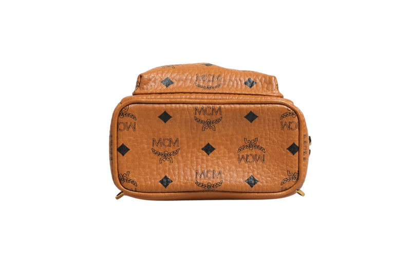 MCM Stark Mini Backpack in Visetos Cognac - Preloved