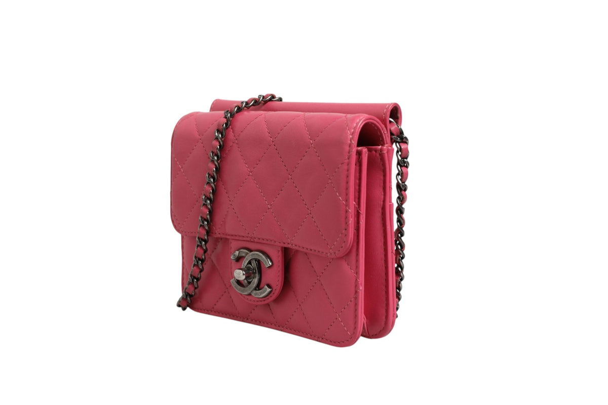 Chanel Pink Quilted Lambskin Leather Classic Square Mini Flap Bag