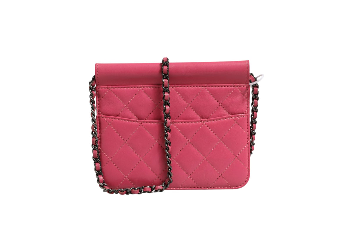 Chanel Pink Quilted Lambskin Leather Classic Square Mini Flap Bag
