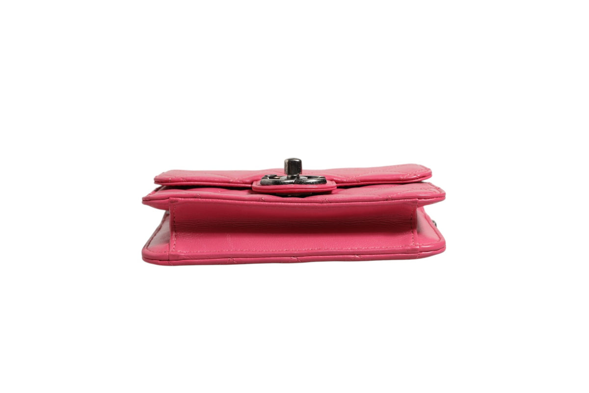 Chanel Pink Quilted Lambskin Leather Classic Square Mini Flap Bag