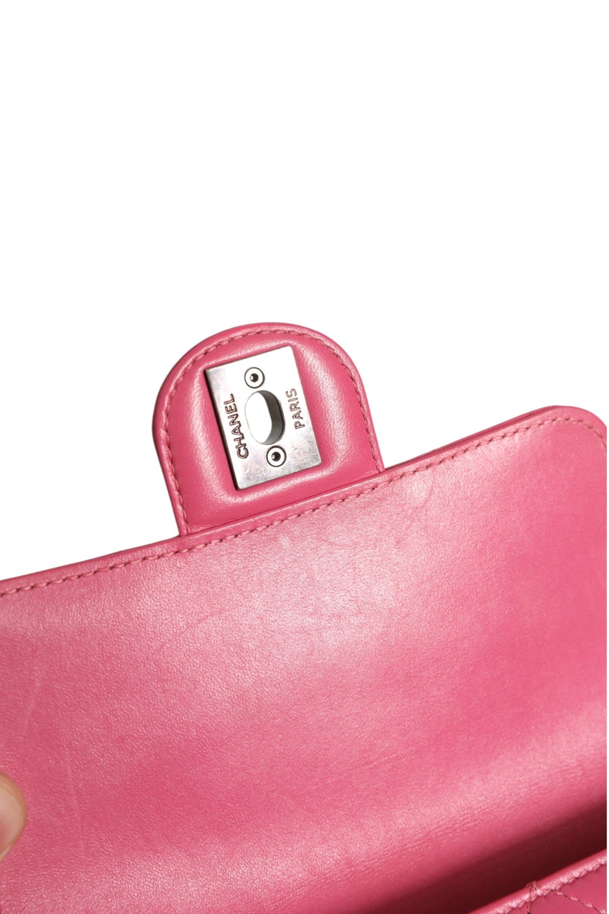 Chanel Pink Quilted Lambskin Leather Classic Square Mini Flap Bag