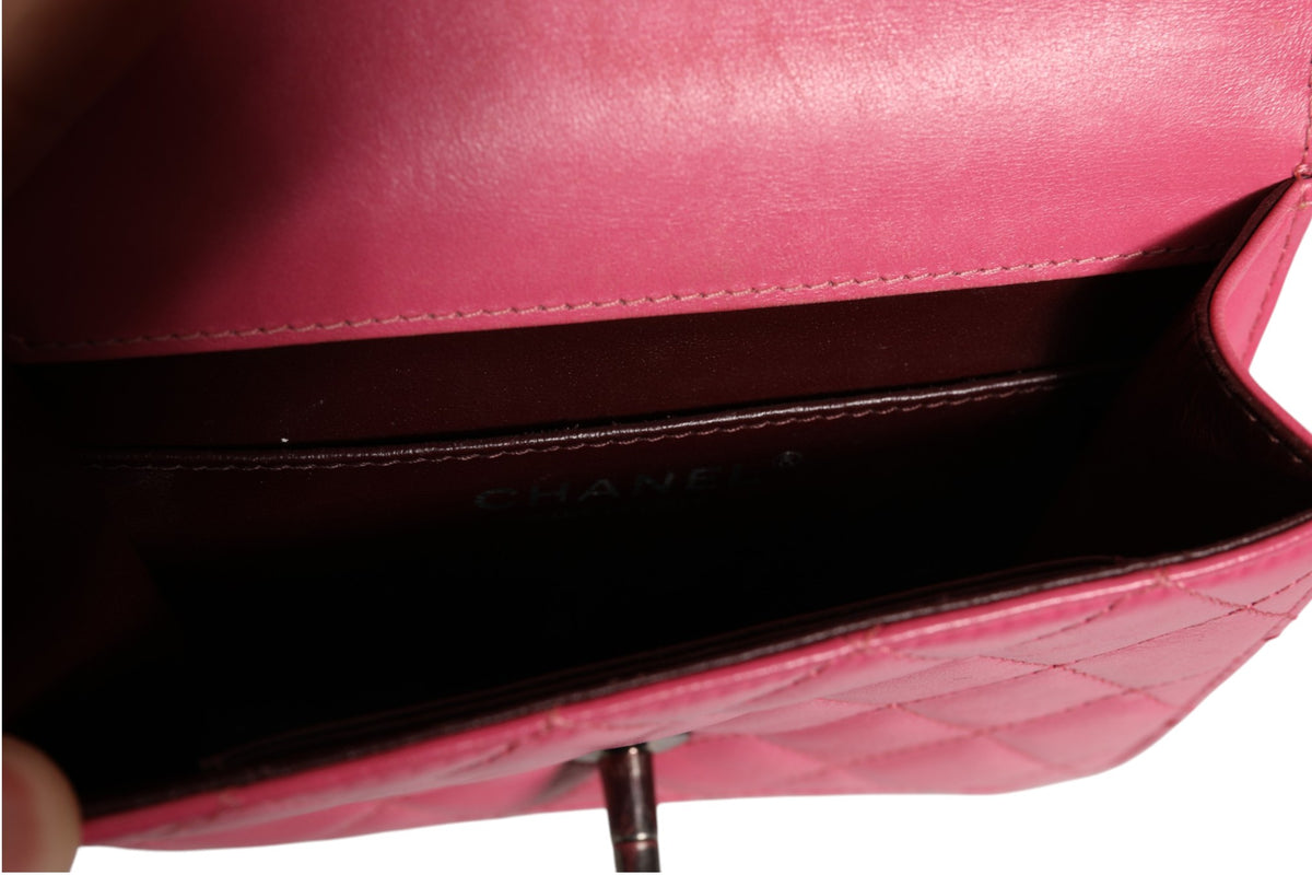 Chanel Pink Quilted Lambskin Leather Classic Square Mini Flap Bag