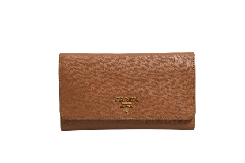 Prada Brown and Gold Wallet Strap