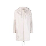 Herno Women's White Polyester Coat with Drawstring Hood